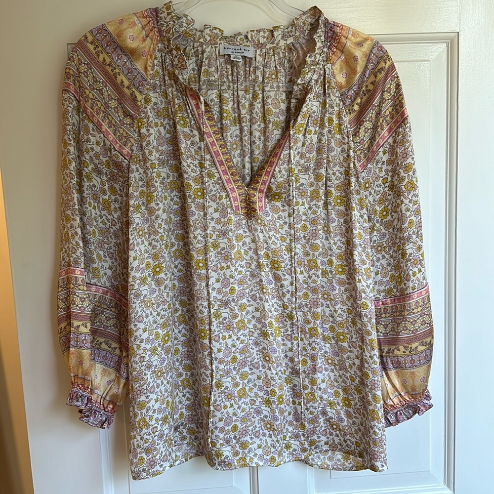 Current Air La Split Neck Floral Blouse With Fron… - image 1
